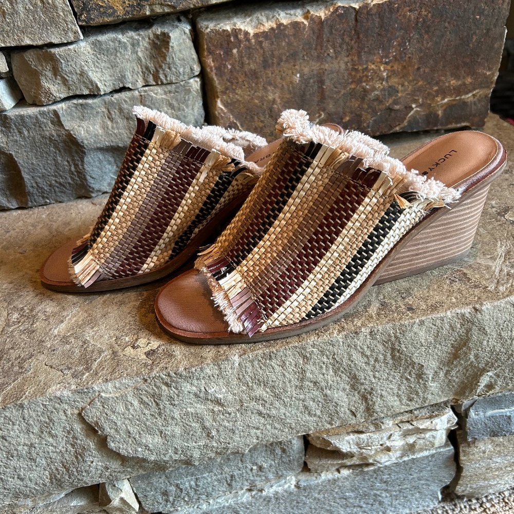 Lucky Brand striped raffia sandals